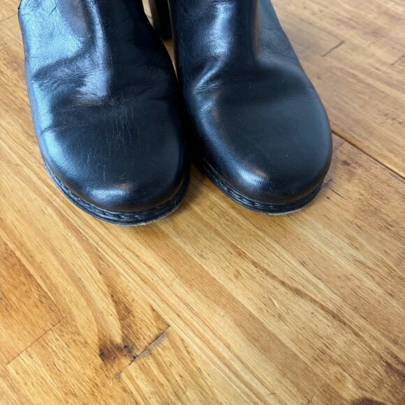 Measponte Black Leather Side Cut Out Heeled Ankle Boots Size 38.5 - Picture 7 of 8